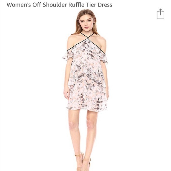 NWOT. Medium. Feminine Fluttering Tiered ruffle Dress. Rose’ print summer dress. - Picture 1 of 5